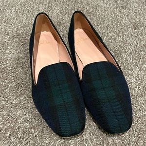 Women’s J.Crew plaid flat loafers.